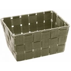 WENKO Panier salle de bain Adria Mini, rangement Salle De Bain, Long, Polypropylène, 19x9x14 Cm, Taupe
