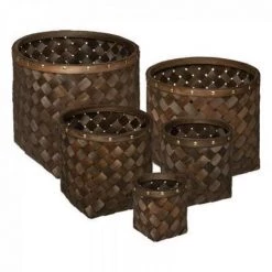 EASY Panier Bois Fonce Ronde X5, Marron