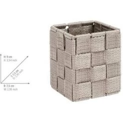 WENKO Gobelet Salle De Bain Adria, Pot Pinceau Maquillage, Polypropylène, 7.5x7.5x9 Cm, Taupe - Gris - Taupe -Petit rangement Soldes Magasin 6578504 3