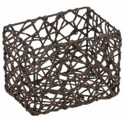 WENKO Panier Salle de bain Curly, Rangement Salle De Bain, Cellulose, 15x11x10,5 Cm, Marron - Marron