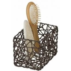 WENKO Panier Salle de bain Curly, Rangement Salle De Bain, Cellulose, 15x11x10,5 Cm, Marron - Marron -Petit rangement Soldes Magasin 6578509 3