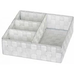 WENKO Organiseur Salle De Bain, Boite De Rangement Adria, Avec 4 Compartiments, Polypropylène, 32x10x32 Cm, Blanc - Blanc