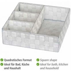 WENKO Organiseur Salle De Bain, Boite De Rangement Adria, Avec 4 Compartiments, Polypropylène, 32x10x32 Cm, Blanc - Blanc -Petit rangement Soldes Magasin 6578899 3