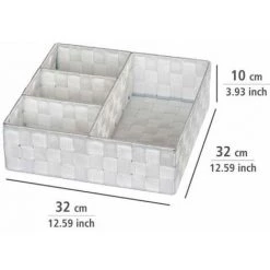 WENKO Organiseur Salle De Bain, Boite De Rangement Adria, Avec 4 Compartiments, Polypropylène, 32x10x32 Cm, Blanc - Blanc -Petit rangement Soldes Magasin 6578899 4