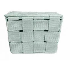 WENKO Panier De Rangement Salle De Bain Avec Couvercle Adria, Petite Boite De Rangement, Polypropylène, 19x14x10 Cm, Menthe -Petit rangement Soldes Magasin 6579056 4