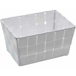 WENKO Panier salle de bain Adria Mini, rangement Salle De Bain, Long, Polypropylène, 19x9x14 Cm, Blanc - Blanc