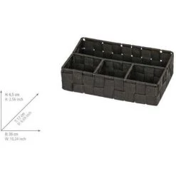 WENKO Organiseur Salle De Bain Adria Petit, Rangement Salle De Bain 4 Compartiments, Polypropylène, 26x17x6.5 Cm, Noir - Noir -Petit rangement Soldes Magasin 6579641 5