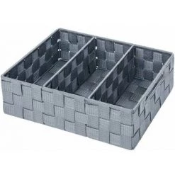 WENKO Organiseur Salle De Bain Adria, Rangement Salle De Bain 3 Compartiments, Polypropylène, 32x21x10 Cm, Gris - Gris
