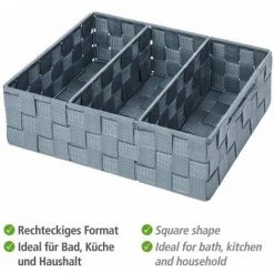 WENKO Organiseur Salle De Bain Adria, Rangement Salle De Bain 3 Compartiments, Polypropylène, 32x21x10 Cm, Gris - Gris -Petit rangement Soldes Magasin 6579654 3