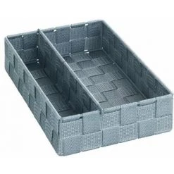 WENKO Organiseur Tiroir Cuisine Avec Rangement Amovible Adria M, Boite Rangement Salle De Bain, Plastique, 18x26x6 Cm, Gris - Gris