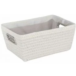 WENKO Panier rangement De salle de bain Avec Poignée Chromo, corbeille De Rangement, Polypropylène, 28x12x19,5 Cm, Blanc - Blanc