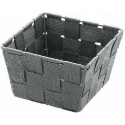 WENKO Petit Panier Salle De Bain Adria Mini Square, rangement Salle De Bain, Polypropylène, 14x9x14 Cm, Gris - Gris
