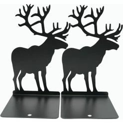 LUCKY-88 Support De Pince à Livre En Forme De Wapiti Et De Renne Support De Livre En Fer Métallique Support De Livre De Fin De Livre Contre étagère Support De Livre De Wapiti De Couleur [noir 1 Paire 2 Pièces] -Petit rangement Soldes Magasin 65802055 2