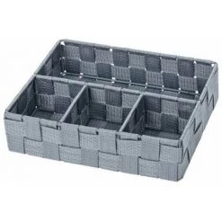 WENKO Organiseur Salle De Bain Adria Petit, Rangement Salle De Bain 4 Compartiments, Polypropylène, 26x17x6.5 Cm, Gris - Gris