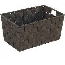 WENKO Panier salle de bain Adria, Rangement Salle De Bain S, Polypropylène, 30x20x15 Cm, marron - Marron