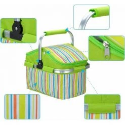Ensoleillé Panier Isotherme Pliable De 20 L Pour Pique-nique, Camping, Randonnée, Plage, Barbecue, Pique-nique En Plein Air (vert) -Petit rangement Soldes Magasin 65823025 4