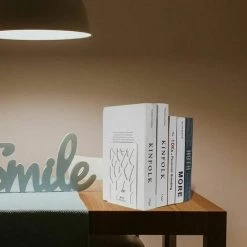 NAXUNNN Serre Livre 2Pcs Cale Livre En Métal Serre Livre 17.5x12x9cm Serre-Livres Antidérapants Décoratifs Pour Livres Lourds Bloque Livre Pour Bibliothèque Bureau Écoles Librairie(A,Blanc) -Petit rangement Soldes Magasin 65835777 2