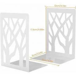 NAXUNNN Serre Livre 2Pcs Cale Livre En Métal Serre Livre 17.5x12x9cm Serre-Livres Antidérapants Décoratifs Pour Livres Lourds Bloque Livre Pour Bibliothèque Bureau Écoles Librairie(A,Blanc) -Petit rangement Soldes Magasin 65835777 3