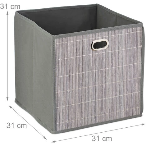 RELAXDAYS 4x Paniers De Rangement Bambou, Corbeille De Salle De Bain Carrée, Boîte Haute, 31 X 31 X 31 Cm, Pliable, Gris 7 RELAXDAYS 4x Paniers De Rangement Bambou, Corbeille De Salle De Bain Carrée, Boîte Haute, 31 X 31 X 31 Cm, Pliable, Gris – Image 5