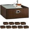 RELAXDAYS 10x Paniers De Rangement En Bambou, Corbeille De Salle De Bain Carrée, Boîte Plate, 14 X 31 X 31 Cm, Pliante, Marron -Petit rangement Soldes Magasin 65847864 1