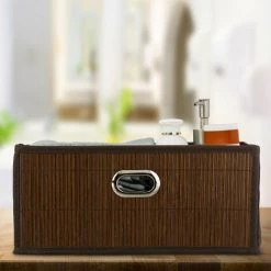 RELAXDAYS 10x Paniers De Rangement En Bambou, Corbeille De Salle De Bain Carrée, Boîte Plate, 14 X 31 X 31 Cm, Pliante, Marron -Petit rangement Soldes Magasin 65847864 3