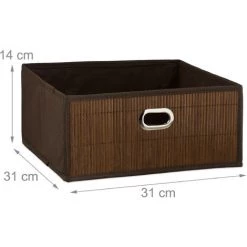 RELAXDAYS 10x Paniers De Rangement En Bambou, Corbeille De Salle De Bain Carrée, Boîte Plate, 14 X 31 X 31 Cm, Pliante, Marron -Petit rangement Soldes Magasin 65847864 5