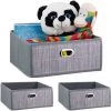RELAXDAYS 3x Paniers De Rangement En Bambou, Corbeille De Salle De Bain Carrée, Boîte Plate, 14 X 31 X 31 Cm, Pliante, Gris -Petit rangement Soldes Magasin 65847982 1