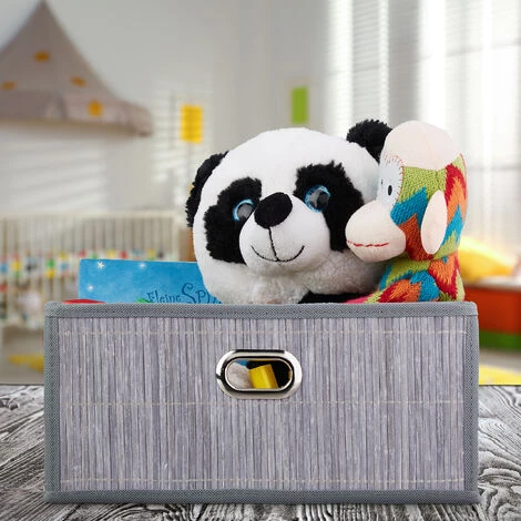 RELAXDAYS 2x Paniers De Rangement En Bambou, Corbeille De Salle De Bain Carrée, Boîte Plate, 14 X 31 X 31 Cm, Pliante, Gris 5 RELAXDAYS 2x Paniers De Rangement En Bambou, Corbeille De Salle De Bain Carrée, Boîte Plate, 14 X 31 X 31 Cm, Pliante, Gris – Image 3