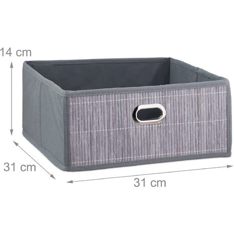 RELAXDAYS 2x Paniers De Rangement En Bambou, Corbeille De Salle De Bain Carrée, Boîte Plate, 14 X 31 X 31 Cm, Pliante, Gris 7 RELAXDAYS 2x Paniers De Rangement En Bambou, Corbeille De Salle De Bain Carrée, Boîte Plate, 14 X 31 X 31 Cm, Pliante, Gris – Image 5