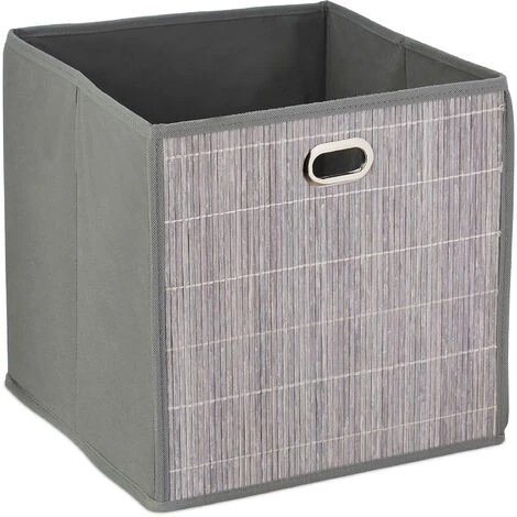 RELAXDAYS 2x Paniers De Rangement Bambou, Corbeille De Salle De Bain Carrée, Boîte Haute, 31 X 31 X 31 Cm, Pliable, Gris 4 RELAXDAYS 2x Paniers De Rangement Bambou, Corbeille De Salle De Bain Carrée, Boîte Haute, 31 X 31 X 31 Cm, Pliable, Gris – Image 2
