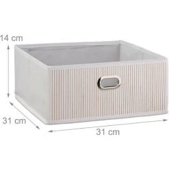 RELAXDAYS 1x Panier De Rangement En Bambou, Corbeille De Salle De Bain Carrée, Boîte Plate, 14 X 31 X 31 Cm, Pliante, Blanc -Petit rangement Soldes Magasin 65848044 5