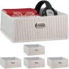 RELAXDAYS 5x Paniers De Rangement En Bambou, Corbeille De Salle De Bain Carrée, Boîte Plate, 14 X 31 X 31 Cm, Pliante, Blanc
