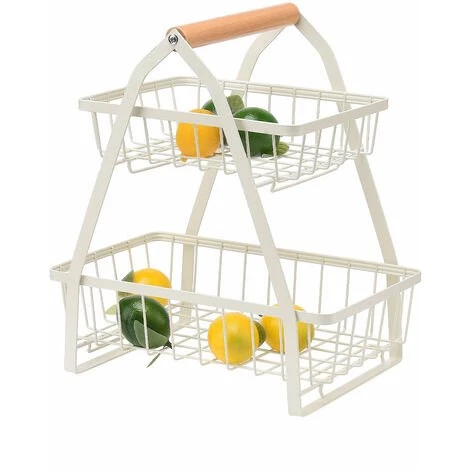 Corbeille à Fruits à 2 Niveau Cuisine Panier De Rangement Multifonctionnel Étagère Fruits Et Légumes Panier Égouttoir - Blanc LBF 3 Corbeille à Fruits à 2 Niveau Cuisine Panier De Rangement Multifonctionnel Étagère Fruits Et Légumes Panier Égouttoir - Blanc LBF