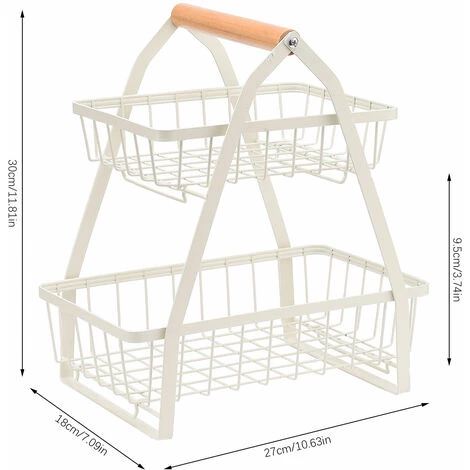 Corbeille à Fruits à 2 Niveau Cuisine Panier De Rangement Multifonctionnel Étagère Fruits Et Légumes Panier Égouttoir - Blanc LBF 7 Corbeille à Fruits à 2 Niveau Cuisine Panier De Rangement Multifonctionnel Étagère Fruits Et Légumes Panier Égouttoir - Blanc LBF – Image 5