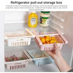 MEZHENG 2 Pack Boîte De Rangement Frigo Réfrigérateur Escamotable Avec Organisateur De Tiroir Multifonction Pour Réfrigérateur Cuisine Garde-Manger Étagère (Color : White) -Petit rangement Soldes Magasin 65889350 4