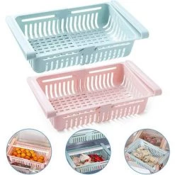 MEZHENG 2 Pack Boîte De Rangement Frigo Réfrigérateur Escamotable Avec Organisateur De Tiroir Multifonction Pour Réfrigérateur Cuisine Garde-Manger Étagère (Color : Blue+pink) -Petit rangement Soldes Magasin 65889351 3