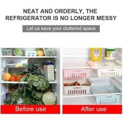 MEZHENG 2 Pack Boîte De Rangement Frigo Réfrigérateur Escamotable Avec Organisateur De Tiroir Multifonction Pour Réfrigérateur Cuisine Garde-Manger Étagère (Color : Blue+pink) -Petit rangement Soldes Magasin 65889351 5