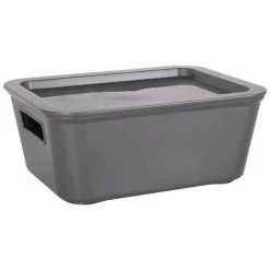 BRICOMARTEAU Boîte De Rangement Avec Couvercle Bella Anthracite (18 X 14 X 7 Cm)