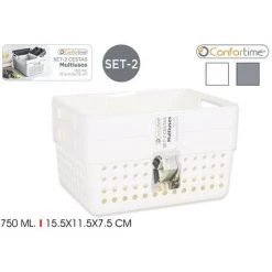 BRICOMARTEAU Panier Multi-usages Confortime Plastique (2 Pièces) (15,5 X 11,5 X 7,5 Cm)