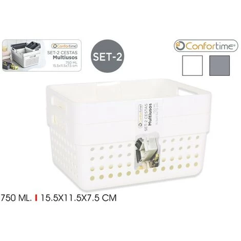 BRICOMARTEAU Panier Multi-usages Confortime Plastique (2 Pièces) (15,5 X 11,5 X 7,5 Cm) 3 BRICOMARTEAU Panier Multi-usages Confortime Plastique (2 Pièces) (15,5 X 11,5 X 7,5 Cm)