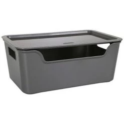 BRICOMARTEAU Boîte De Rangement Avec Couvercle Bella Anthracite (28 X 18 X 11 Cm)