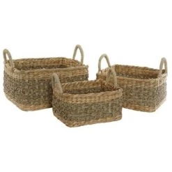 BRICOMARTEAU Panier DKD Home Decor Fibre Bali (3 Pcs)