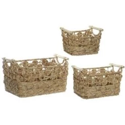 BRICOMARTEAU Set De Basket DKD Home Decor Fibre Boho Herbier Marin (3 Pcs)