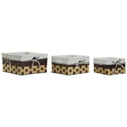 BRICOMARTEAU Set De Basket DKD Home Decor Salles De Bains Lin Fibre Traditionnel (3 Pcs)