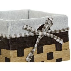 BRICOMARTEAU Set De Basket DKD Home Decor Salles De Bains Lin Fibre Traditionnel (3 Pcs) -Petit rangement Soldes Magasin 65925903 3