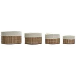 BRICOMARTEAU Set De Basket DKD Home Decor Coton Bambou Traditionnel (4 Pcs)