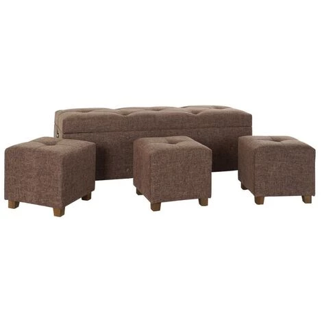 BRICOMARTEAU Coffre DKD Home Decor Bois Marron Lin (121 X 41 X 45.5 Cm) (33.5 X 33.5 X 32 Cm) (4 Pcs) 5 BRICOMARTEAU Coffre DKD Home Decor Bois Marron Lin (121 X 41 X 45.5 Cm) (33.5 X 33.5 X 32 Cm) (4 Pcs) – Image 3