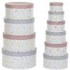 BRICOMARTEAU Jeu De Caisses De Rangement Empilables DKD Home Decor Fleurs Rond Carton -Petit rangement Soldes Magasin 65930930 1