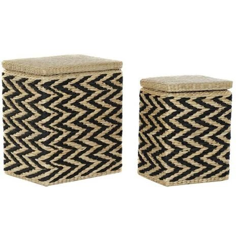 BRICOMARTEAU Panier à Linge DKD Home Decor Naturel Noir Polyester Colonial Fibre (43 X 32 X 50,5 Cm) 3 BRICOMARTEAU Panier à Linge DKD Home Decor Naturel Noir Polyester Colonial Fibre (43 X 32 X 50,5 Cm)