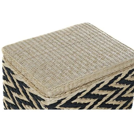 BRICOMARTEAU Panier à Linge DKD Home Decor Naturel Noir Polyester Colonial Fibre (43 X 32 X 50,5 Cm) 4 BRICOMARTEAU Panier à Linge DKD Home Decor Naturel Noir Polyester Colonial Fibre (43 X 32 X 50,5 Cm) – Image 2